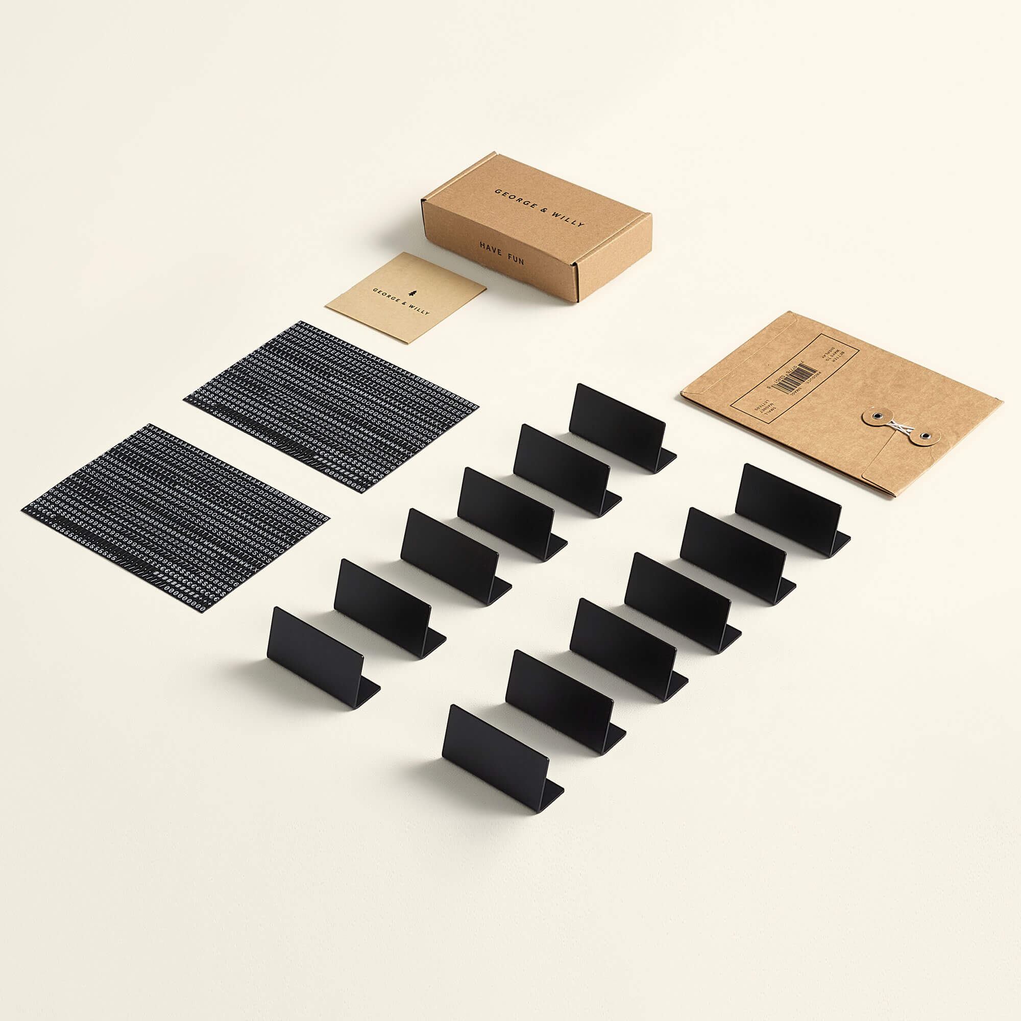 a flat lay of 12 signs and magnet sheets