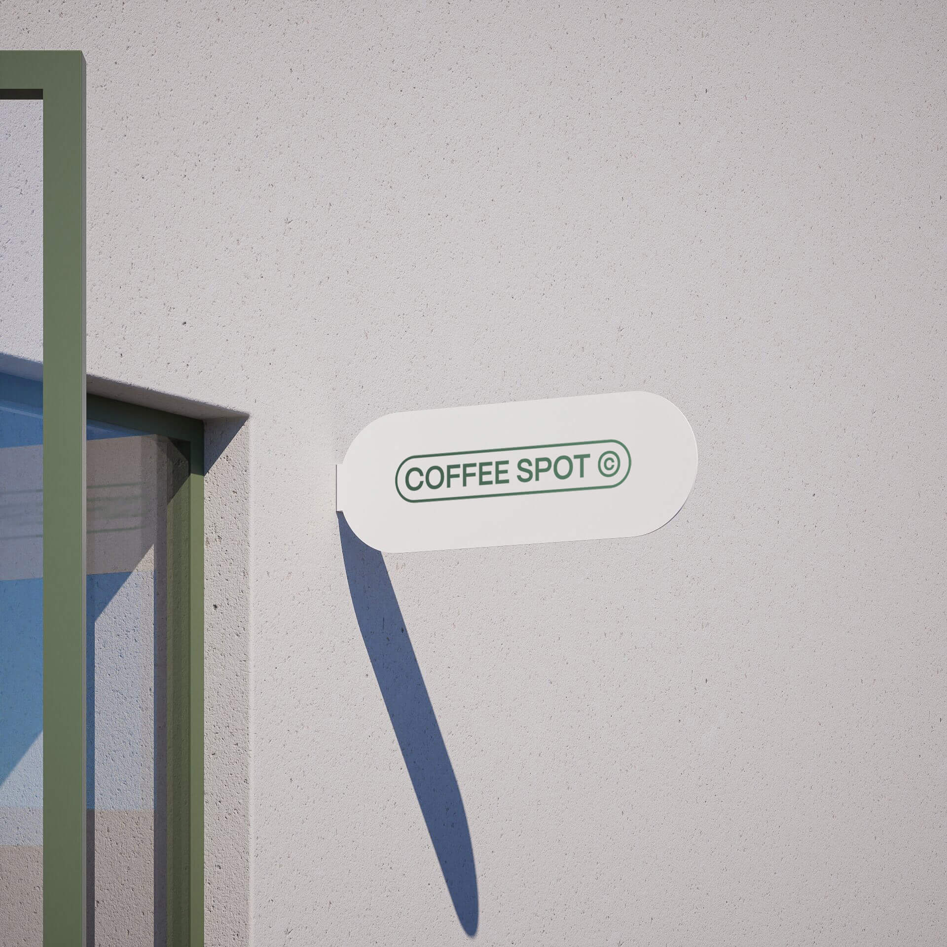 curve pill shaped blade sign with logo applied installed as a wall sign