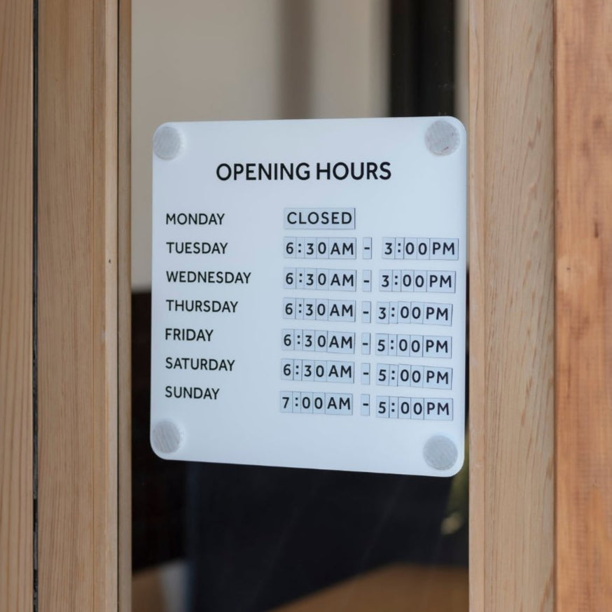 Opening Hours Sign - George and Willy