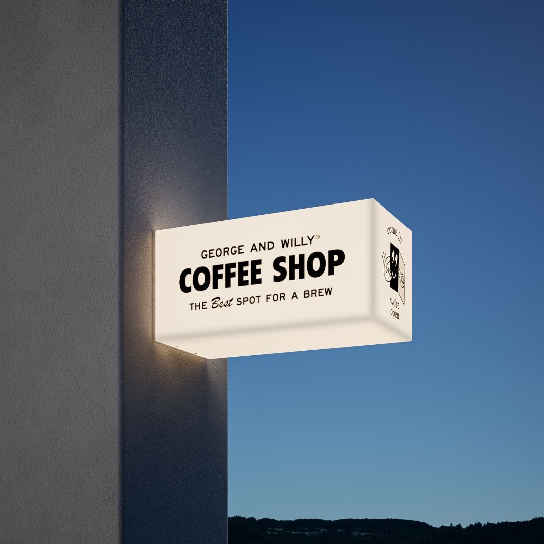 Side view of rectangular LED sign showing thickness and wall-mounted setup
