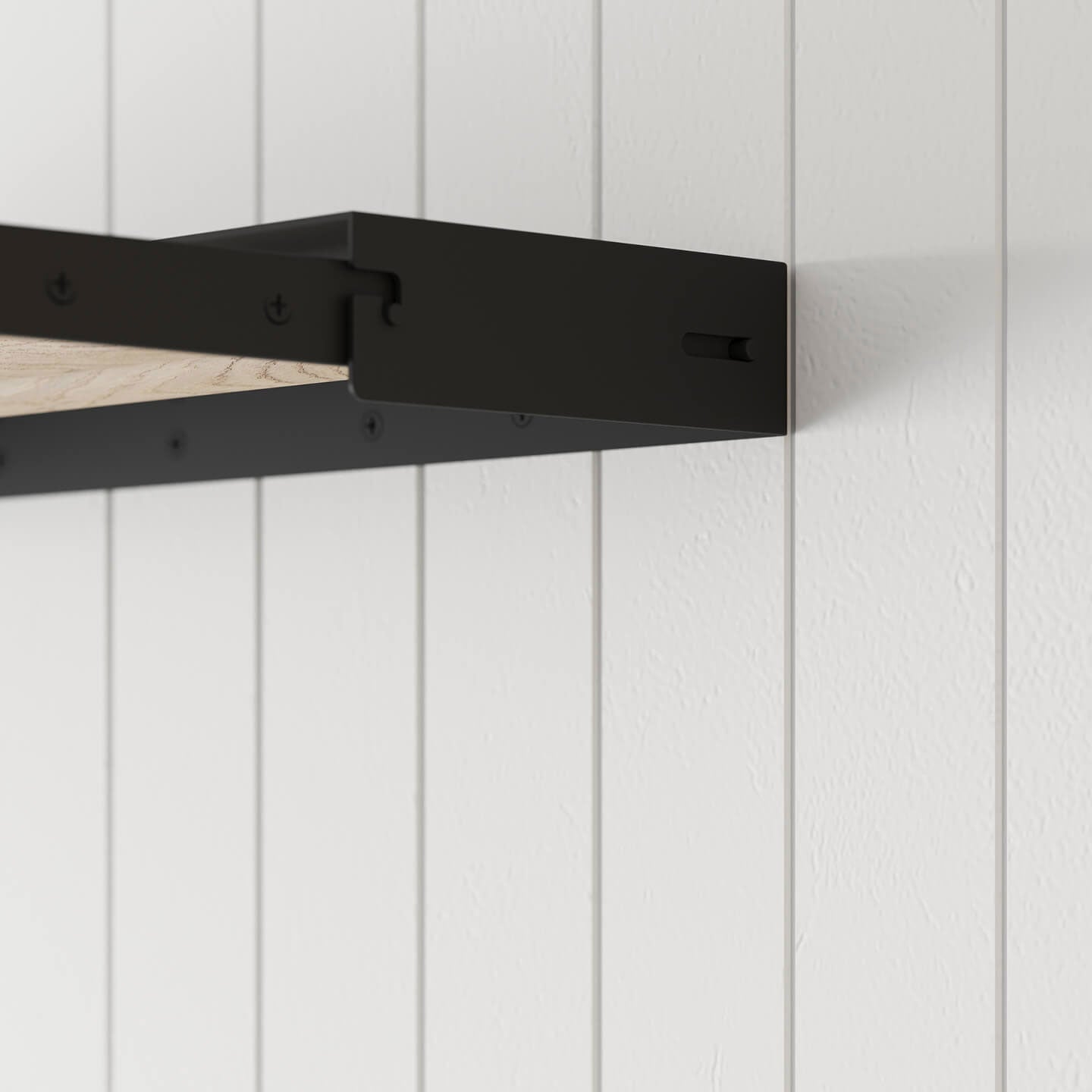 close up of joinery of the black wall mounted drying rack