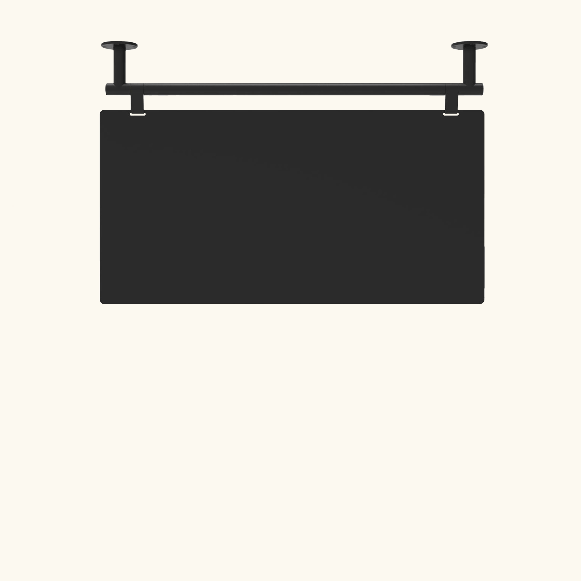 gif of ceiling menu board showing different lengths when using the extension rods