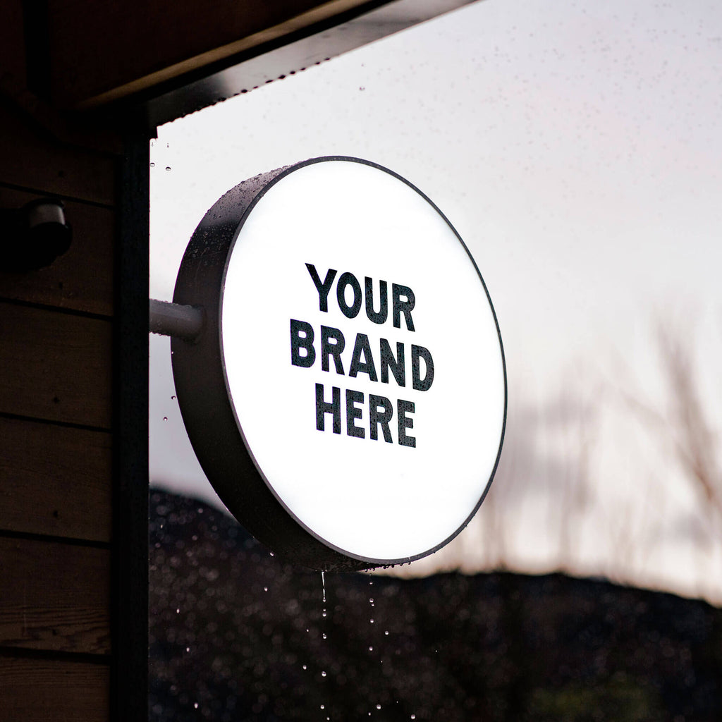 Round Outdoor LED Light Box Sign Illuminated Sign & Willy