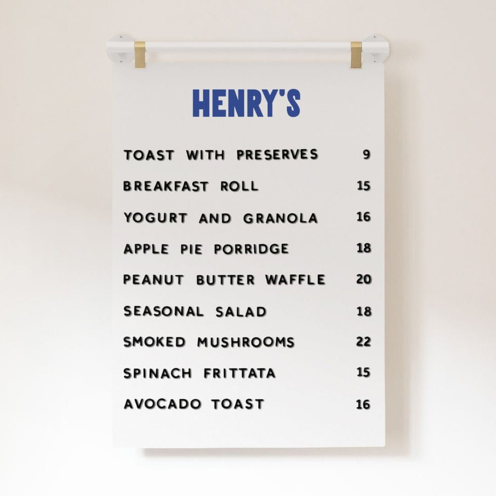Wall-mounted Menus | Menu Wall Displays | George & Willy – George and Willy