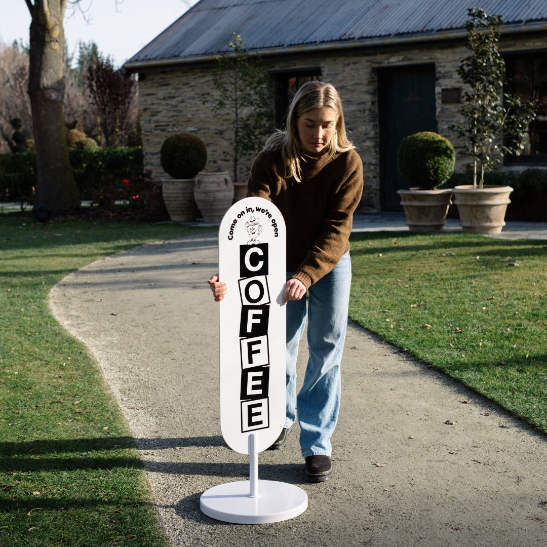 Large Standing Curve Sign - George and Willy