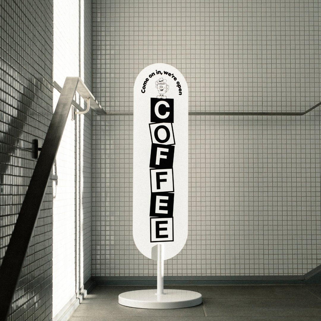 Large Standing Curve Sign - George and Willy