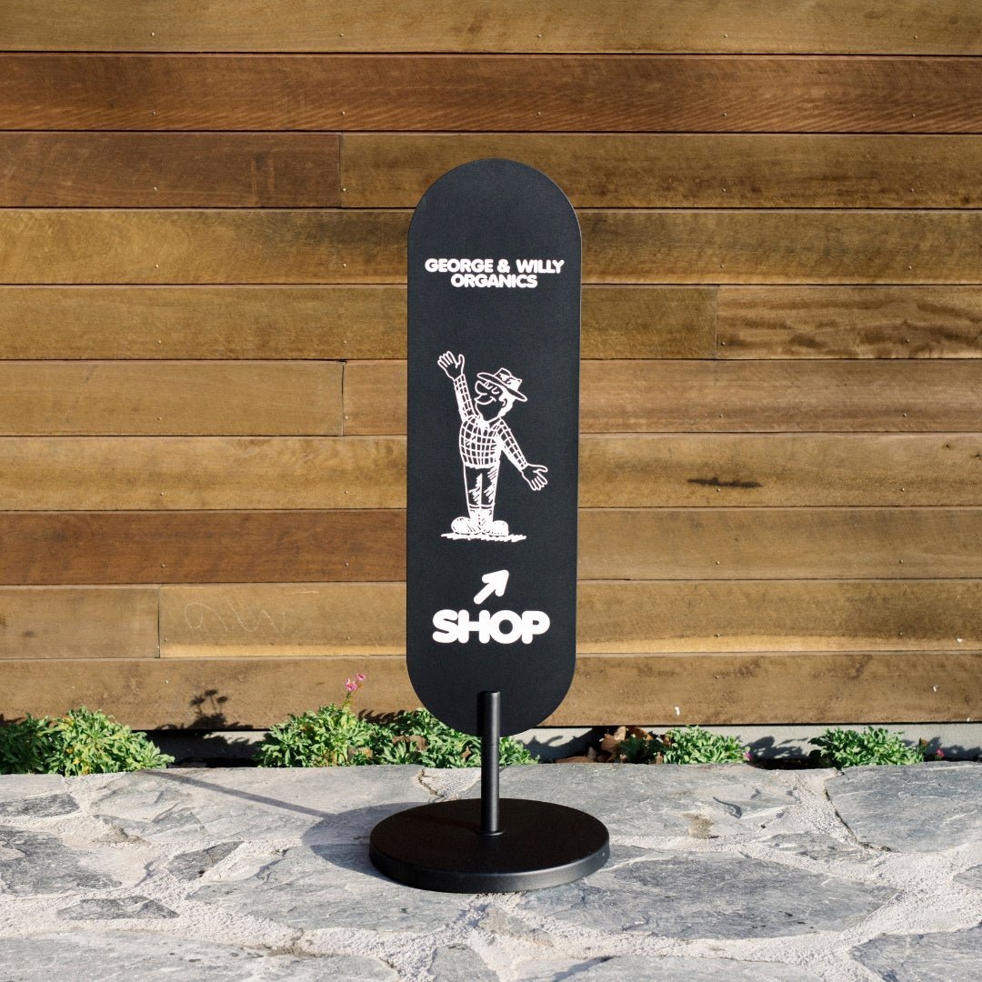 Large Standing Curve Sign - George and Willy