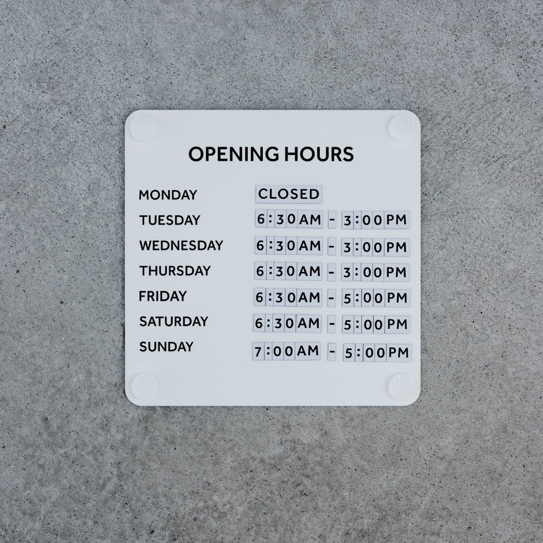 Opening Hours Sign. - George and Willy