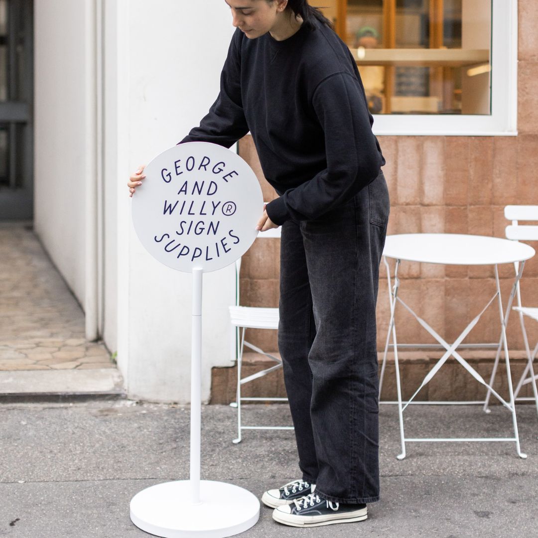 Standing Round Sign. - George and Willy